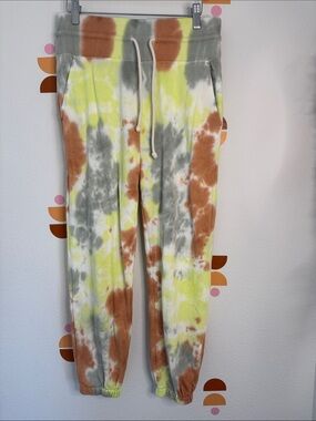 Lou & Grey Tie-Dye Joggers in Pale Green, Yellow & Orange N0249